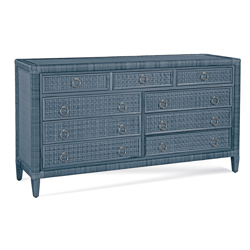 Naples 9 Drawer 64'' W Dresser, Antique Frost White, Yes, Satin Nickel