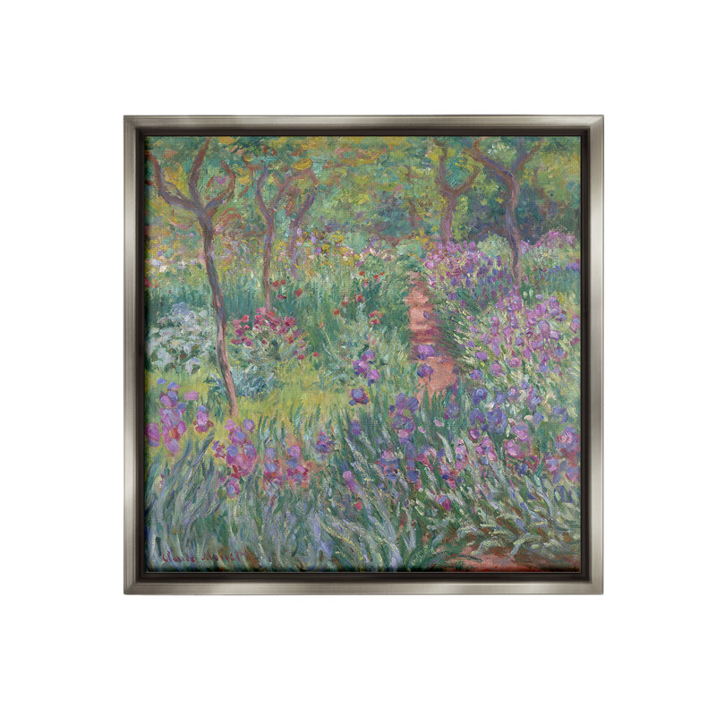 «Lavender Garden Path Floater Frame» sur, Cadre flottant gris lustré, H 18 po x l 18 po