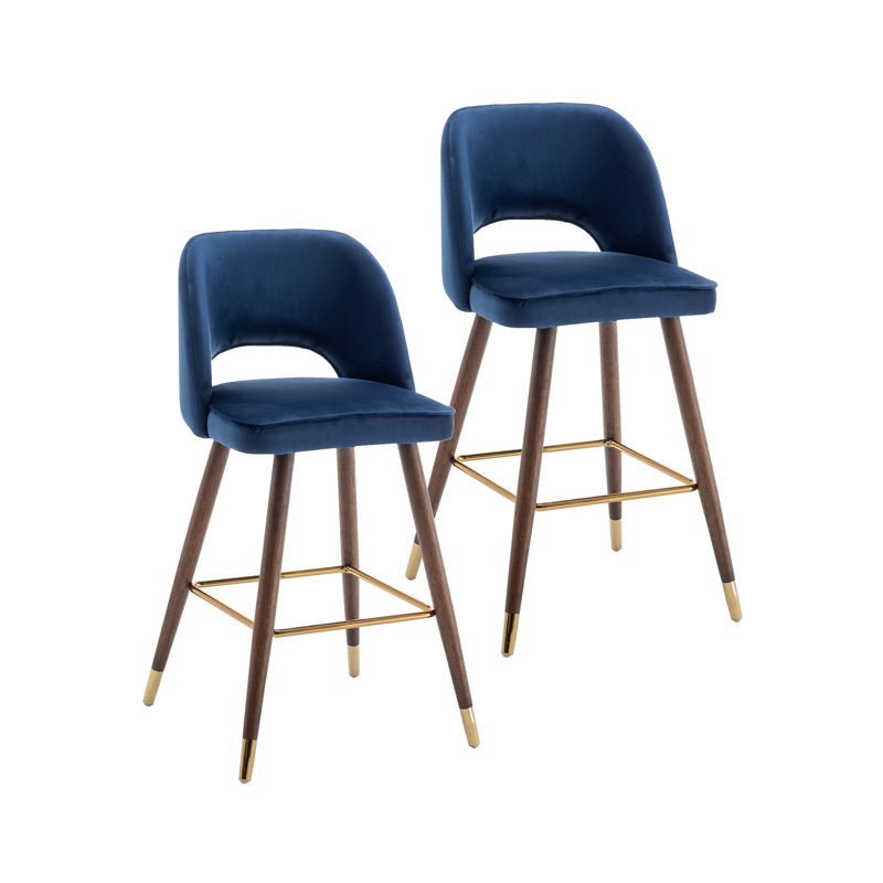 Tabouret de bar en velours Loganville, Bleu