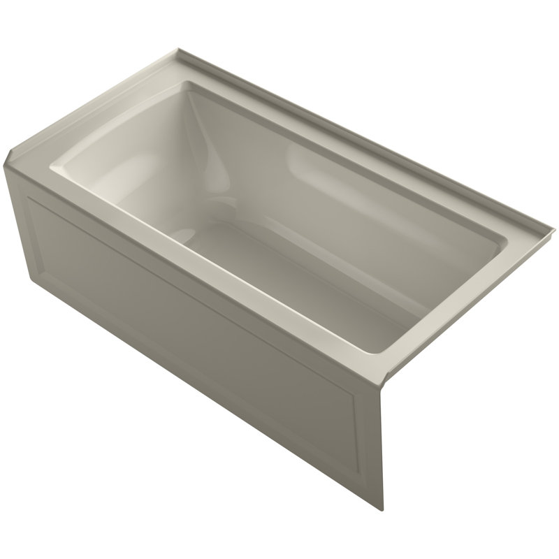 Archer 60" x 30" Acrylic Alcove Soaking Bathtub with Comfort Depth, Sandbar, Right