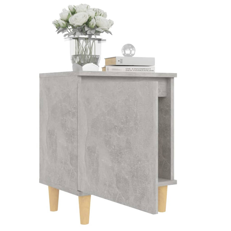 Rensselaer Bed Cabinet with Solid Wood Legs 40x30x50 cm, Concrete Grey