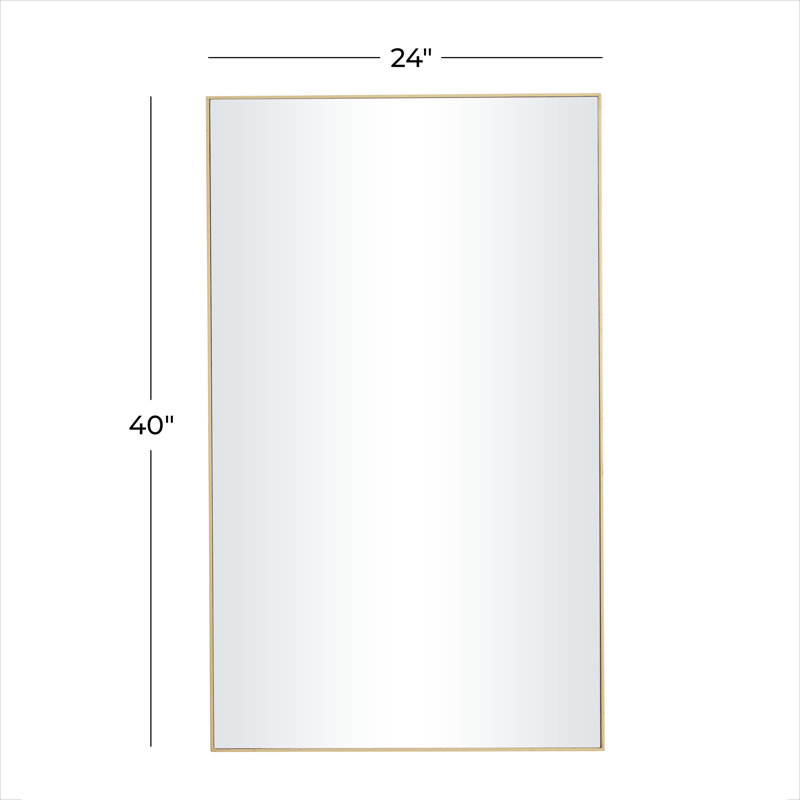 Wooden Minimalistic Wall Mirror with Thin Frame, Gold, 40.25" x 24.13"