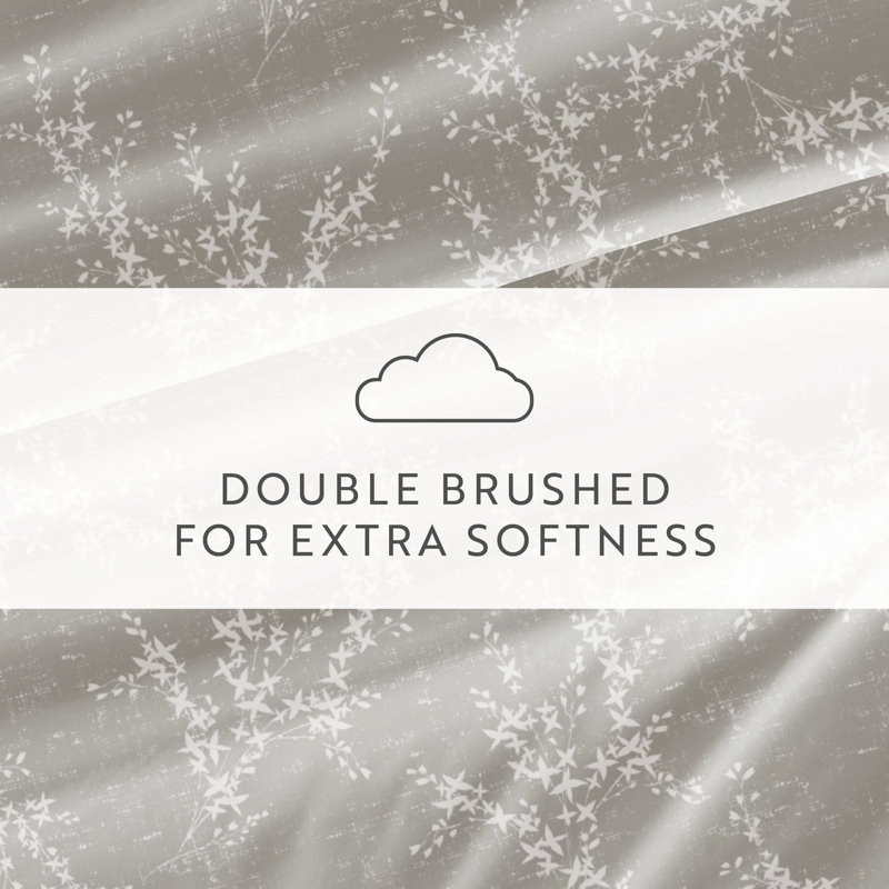 Twin Light Grey Floral Microfiber Sheet Set