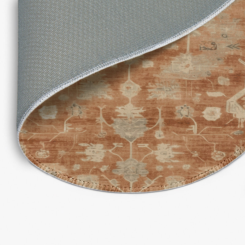 Overdyed Brown Indoor and Outdoor Area Rug, Round 5'