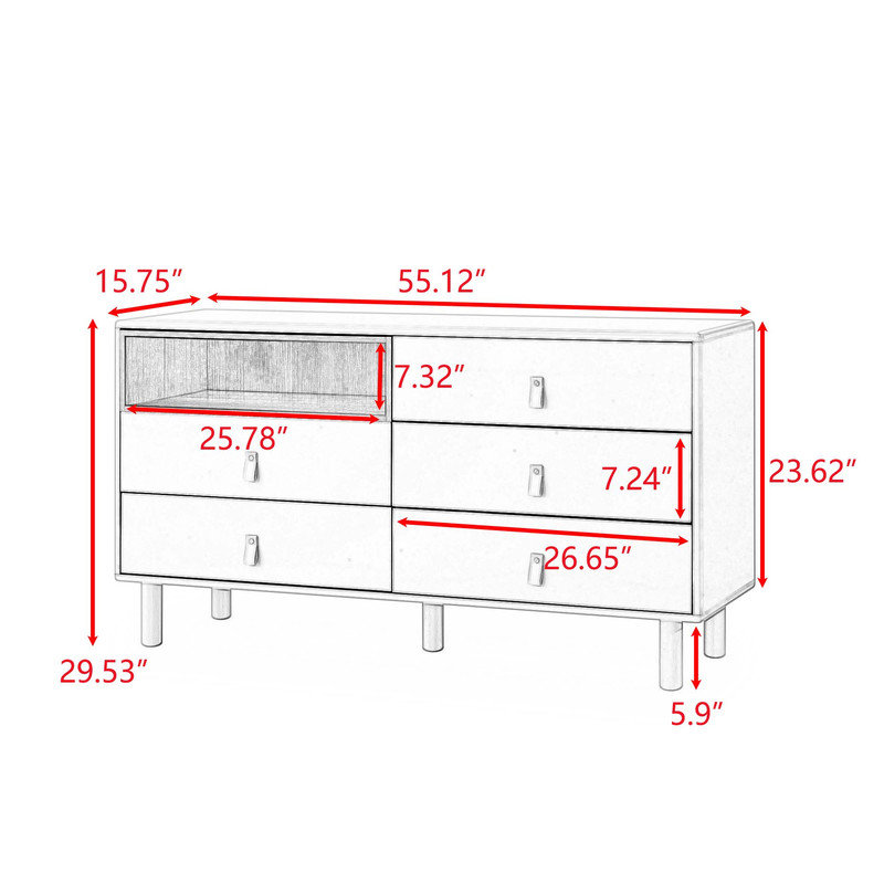 Commode 5 tiroirs Hobert, Blanc