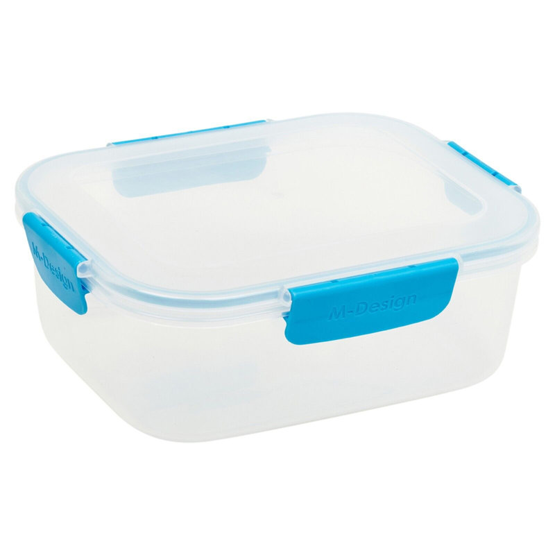 Plastic Airtight Seal Clip Lock Lid 5 Container Food Storage Set, Blue