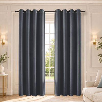 Grey Curtains for Bedroom Living Room 90 Inches Long 2 Panels Set, Room Darkening Thermal Insulated Curtains & Drapes, Solid Grommet Noise Reducing Window Treatment, W50 x L90 Inch