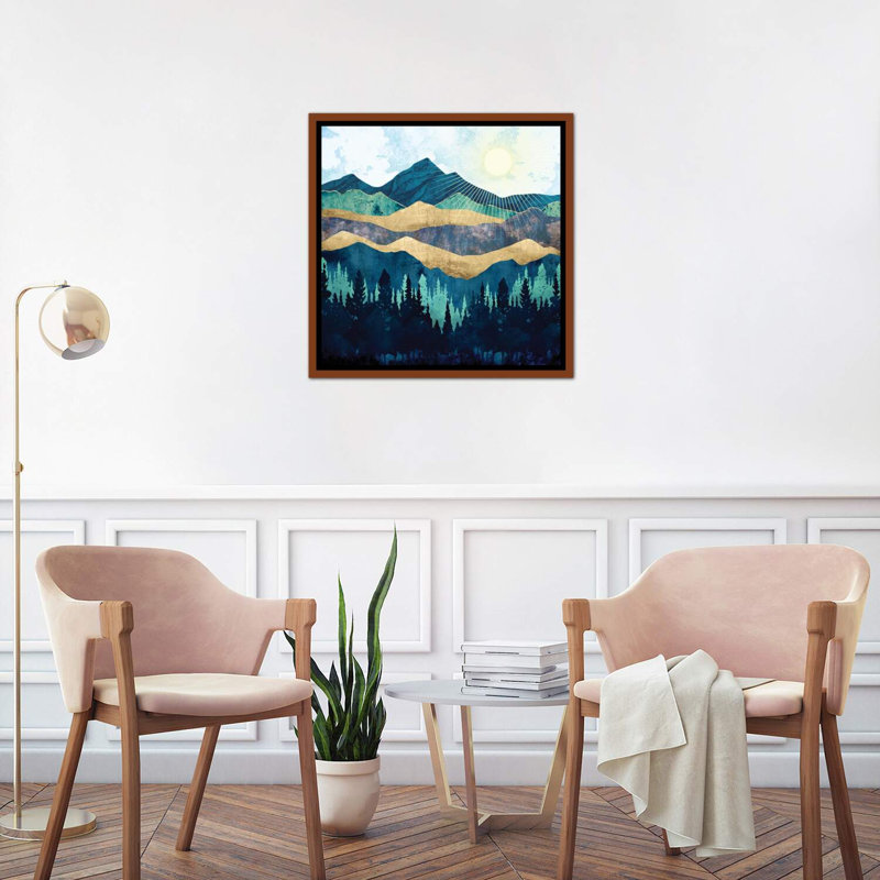 Forêt bleue - Imprimé, Cadre flottant brun, H 26 po x l 26 po x P 1,5 po