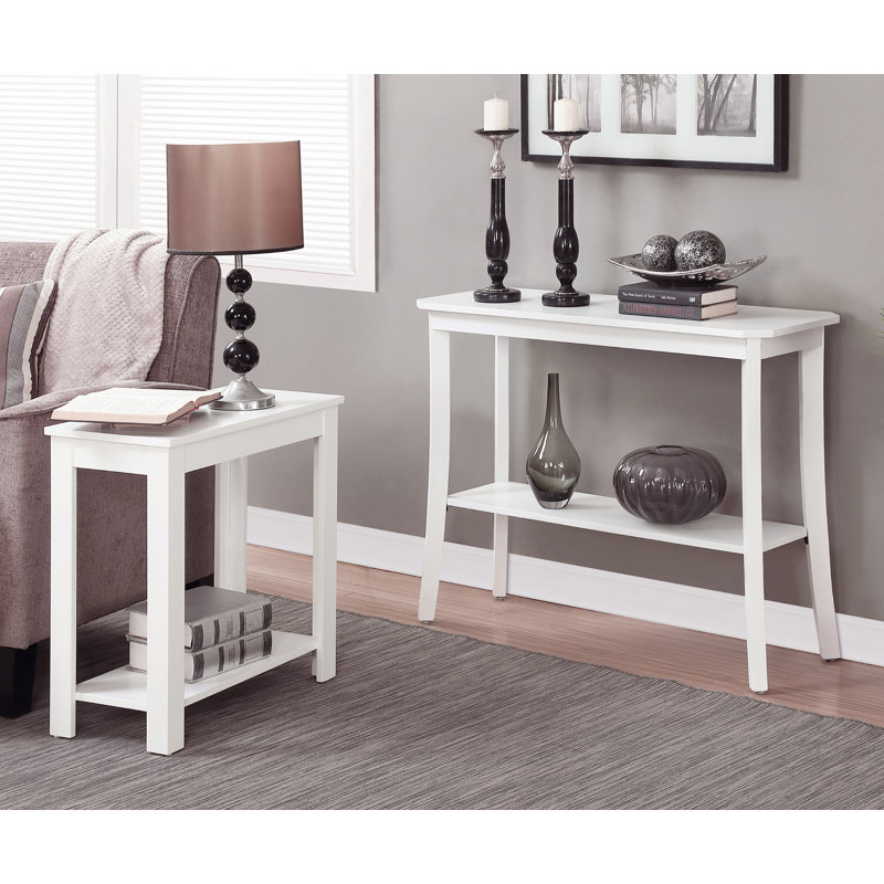 Table de bout haute de 24 po avec tablette Slayter, Blanc