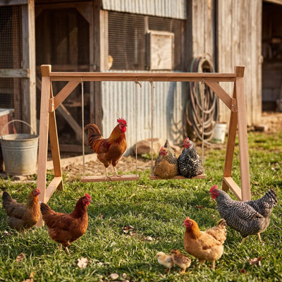 50" Chicken Roosting Bar with Swing , Wooden Perch for 6-8 Hens, Easy to Clean