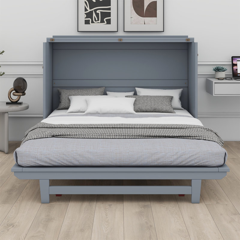 Lit escamotable avec pieds en fer, design moderne, Gris