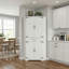 Armoire de coin avec tiroir, armoire de rangement de cuisine h 72 po avec portes de grange à 240 °, 5 tablettes, 2 compartiments fermés, blanc