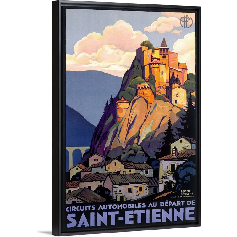«Saint Étienne», affiche rétro par Roger Broders, reproduction d'art sur toile encadrée par Roger Broders, Cadre noir