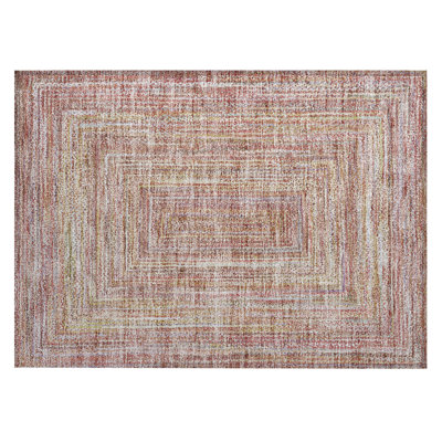 Machine Washable Indoor/Outdoor Xhevrie Paprika Rug
