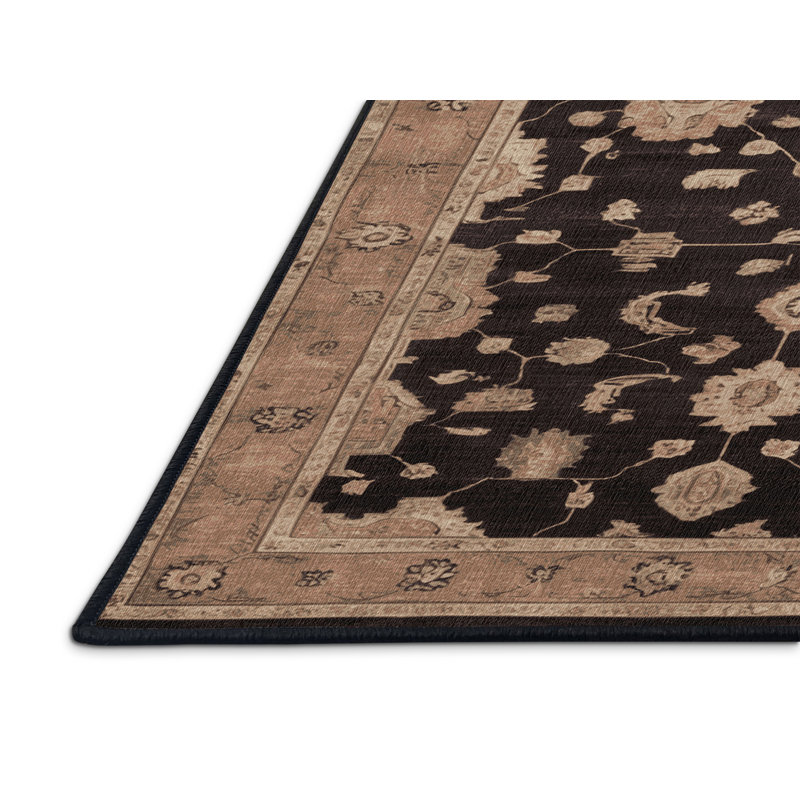 Tapis brun lavable à la machine, Rond 6 pi