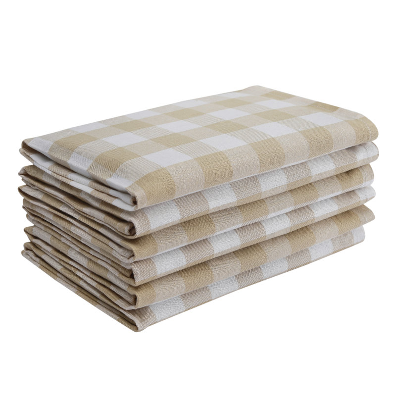 Arlington Cotton Gingham Square Napkin, Beige/White