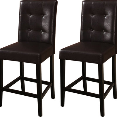 2 chaises à hauteur de comptoir, dossier brun, 2 chaises brun, coussin