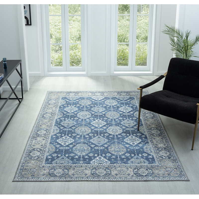 Tapis bleu marine lavable Barclay, Rectangle 2 pi 7 po x 7 pi 3 po