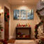 «Christmas Winter Landscape Snowy Village Cabin Trees», ensemble de 3 impressions sur toile