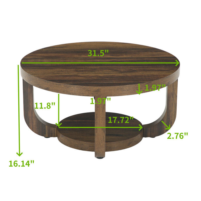 Table basse 31,5 "avec rangement à 2 niveaux, Dark Brown
