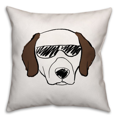 Chien avec lunettes de soleil, coussin décoratif