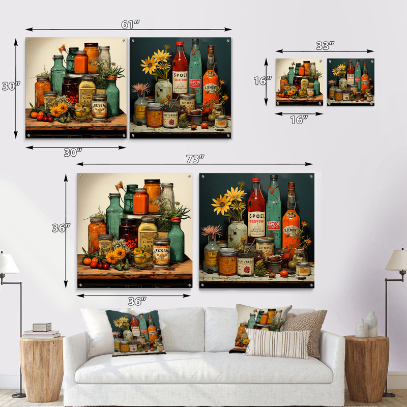 Modern Condiments Fusion - Ensemble de 2 verres muraux en acrylique, H 16 po x l 33 po