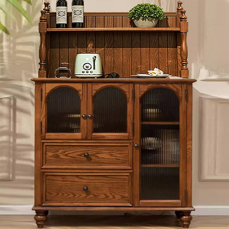 Buffet cerisier massif et bois manufacturé, H 59,84 po x l 38,98 po x P 17,32 po