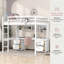 Lit mezzanine double pleine grandeur avec bureau, armoires de rangement, station de charge et tiroirs en gris - Une merveille pour la vie moderne-1262647658