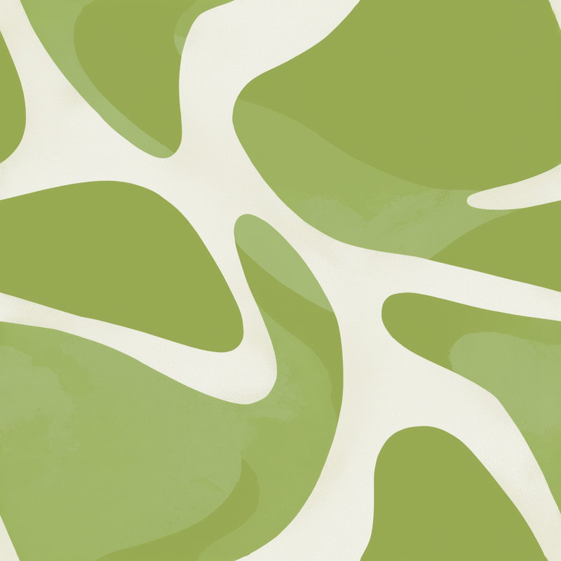 Rouleau double de papier peint abstrait organique à motif abstrait vert, Peel and Stick