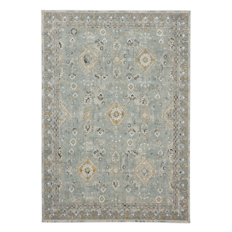Tapis bleu en polyester Windermere Karastan, Tapis de couloir 2 pi 6 po x 10 pi