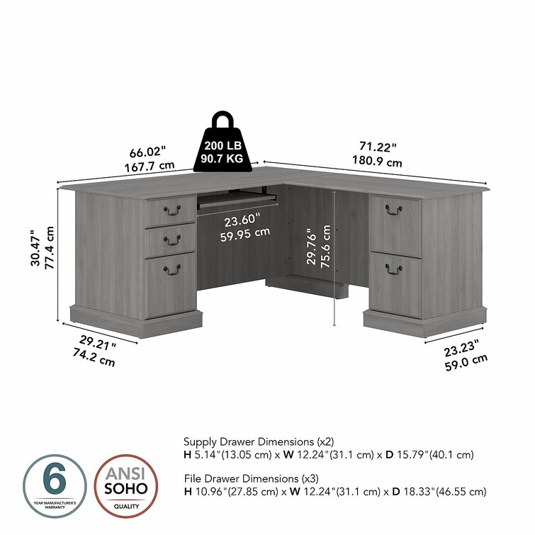 Buy Nexora L shape Modular Office Table with Three Drawers (Exotic