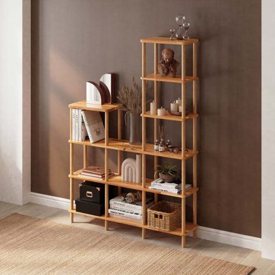 Solid Wood Bookcase With Open Shelves, Modern Bookshelf
