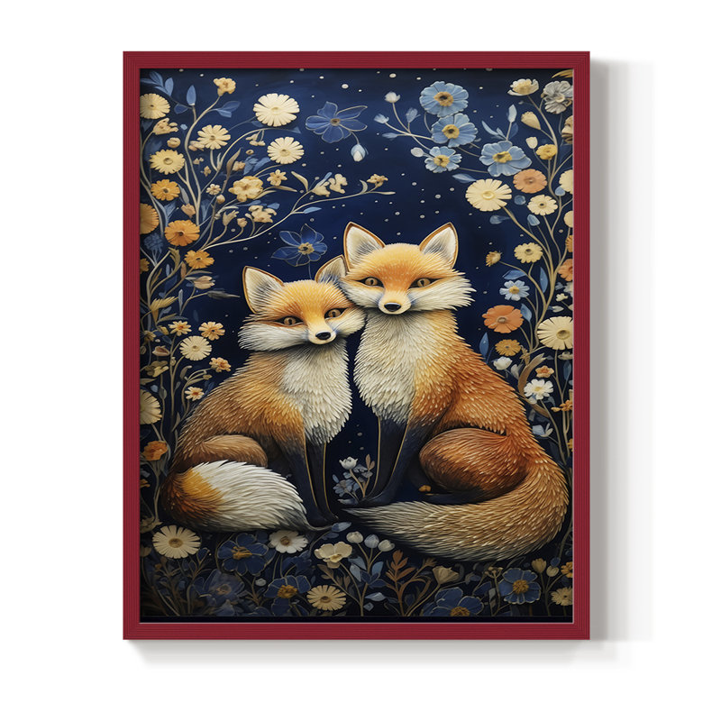 ANIMALS Series CDLXXIX Framed Print - Solid Wood, 30" H x 24" W, Red