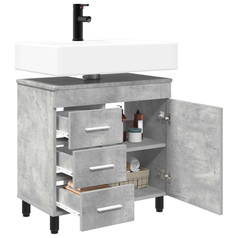60cm Bathroom Vanity Base Only, Concrete Grey