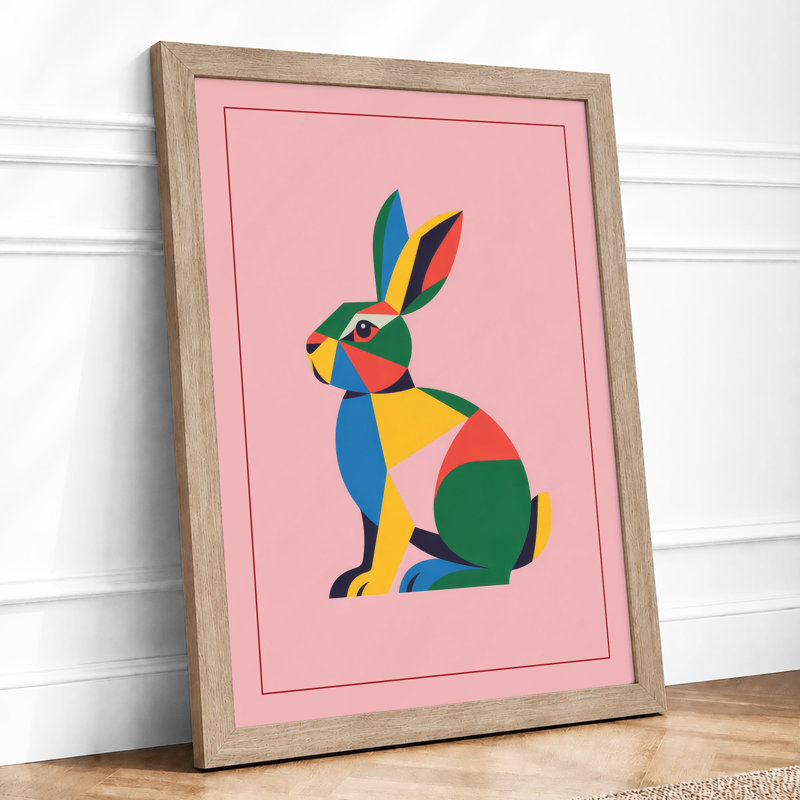 Geometric Rabbit Modern - Print, Oak, A4 - 29.7 x 21.0 cm