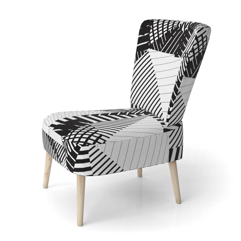 Chaise d'appoint rembourrée à motif noir et blanc