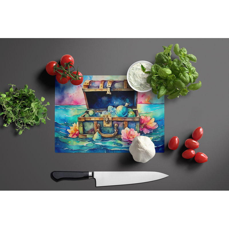 Treasure Chest Glass Cutting Board Large