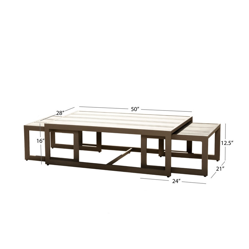 Anaiis Rectangular Metal Outdoor Coffee Table , 50'' in. W 28'' in. D