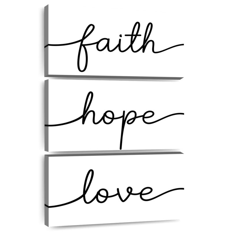 Signe mural Kema Faith Hope Love, H 45 po x l 28 po