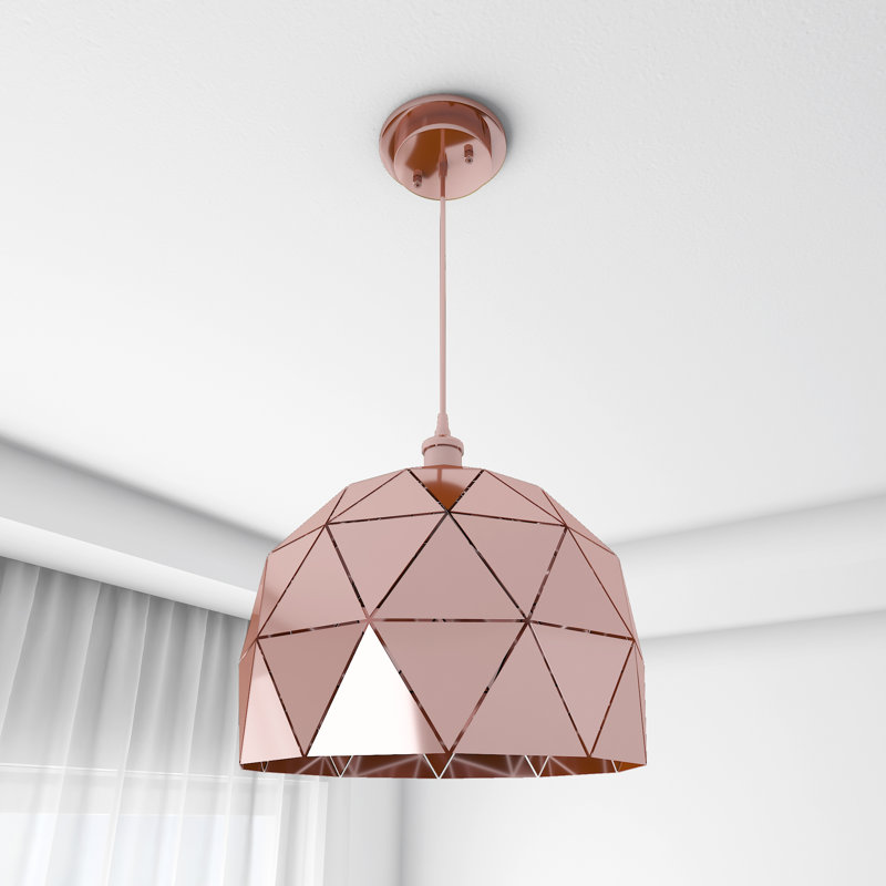 Luminaire suspendu pour dôme simple 1 lumières Nara, Or rose, H 11 po x l 16 po x P 16 po