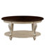 Table basse ovale en bois de 42 po pour le salon, table basse en bois massif à 2 niveaux-130087633