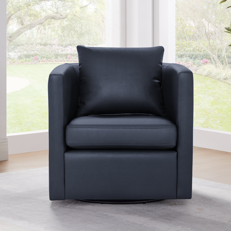 Fauteuil demi-tonneau pivotant en similicuir, Bleu