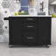 Chariot roulant pour îlot de cuisine avec poubelle inclinable, abattant, armoire coulissante et 2 tiroirs-1004750945