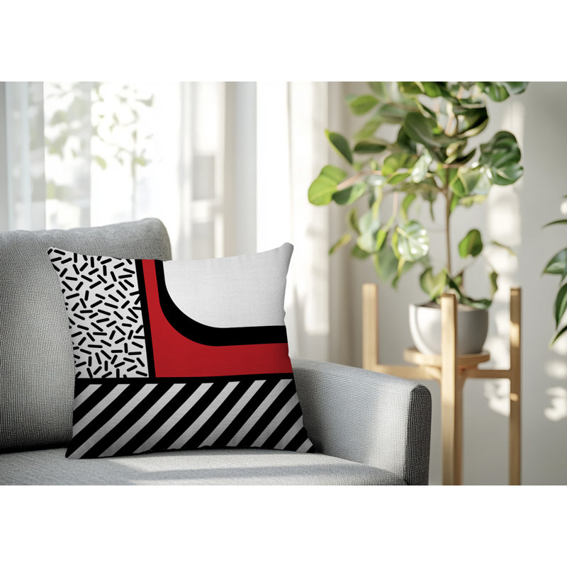 Oreiller carré réversible intérieur / extérieur Jazzo, Rouge, Carré 16 po