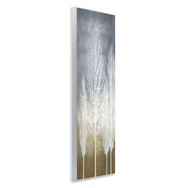 Tall Tree Silhouettes Abstract White Forest Over Pattern by - Graphic Art