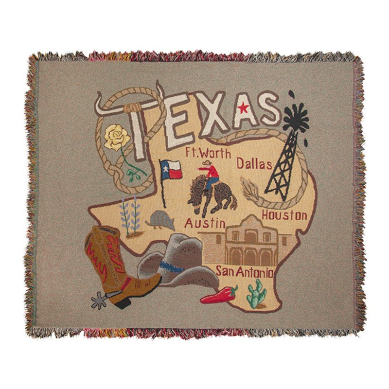 Jeté décoratif tapissier en coton manuel 60 x 50 State To State Texas Woodworkers & Weavers