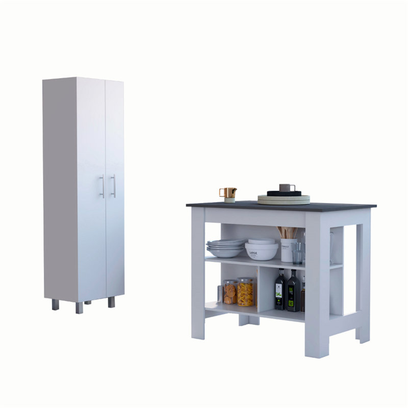 Ensemble de cuisine polyvalent avec îlot et garde-manger pour une cuisson et un rangement améliorés