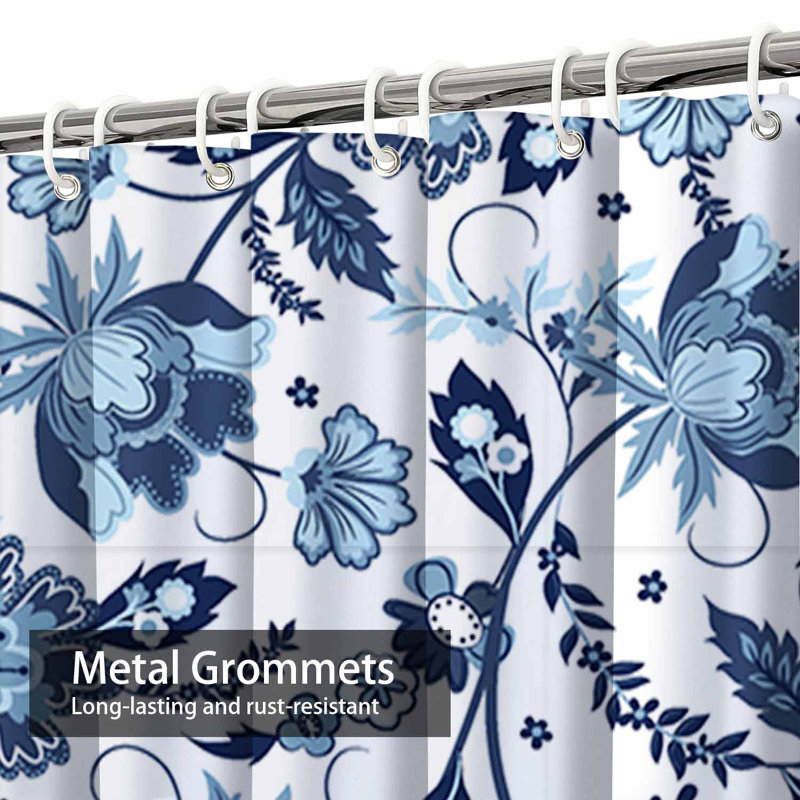 Rideau de douche imperméable à motif floral oriental avec 12 crochets, L 72 po x l 78 po