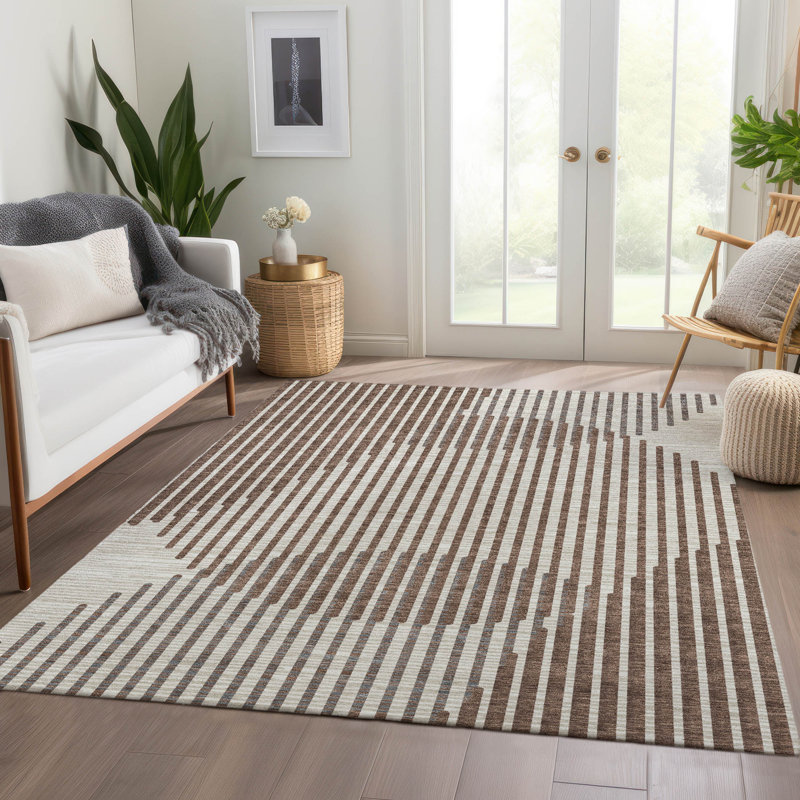 Premium Machine Washable Corum AMF1001 Circles Rug, Rectangle 2'6" x 3'10"