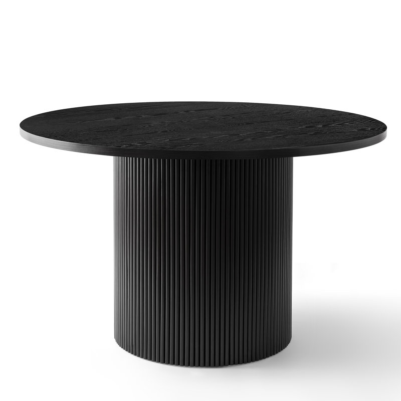 Charleily 47.2'' Solid Wood Round Dining Table, Black